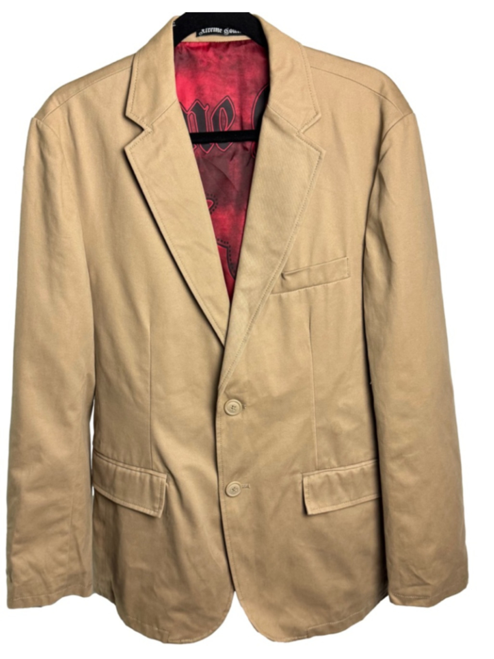 Xtreme Couture Beige Embroidered Sport Coat & Blazer 38S with Red Lining